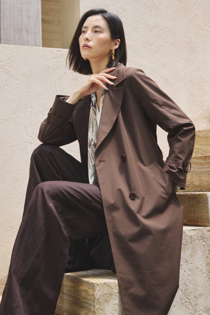Double-Breasted Scarf Detail Long Coat product image 4